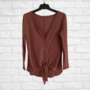 Waffle knit button up